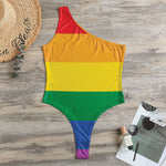 LGBT Pride Rainbow Flag Print One Shoulder Bodysuit