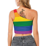 LGBT Pride Rainbow Flag Print One Shoulder Crop Top