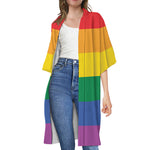 LGBT Pride Rainbow Flag Print Open Front Beach Cover Up