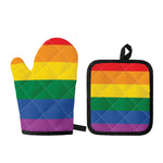 LGBT Pride Rainbow Flag Print Oven Mitt And Pot Holder Set