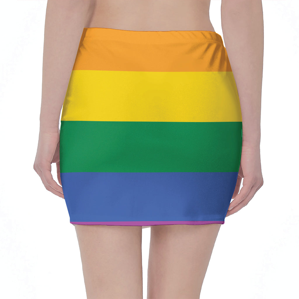 LGBT Pride Rainbow Flag Print Pencil Mini Skirt