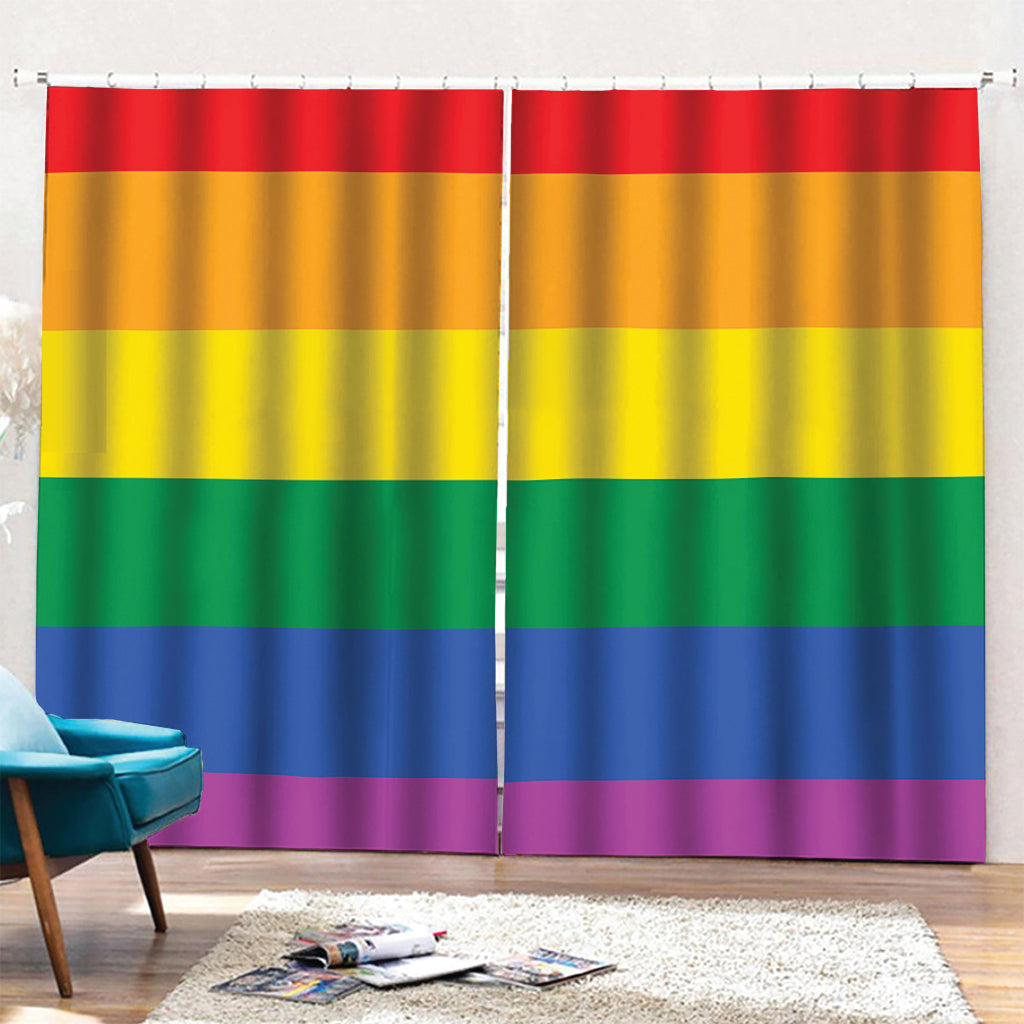 LGBT Pride Rainbow Flag Print Pencil Pleat Curtains