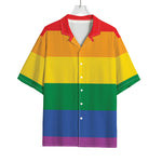 LGBT Pride Rainbow Flag Print Rayon Hawaiian Shirt