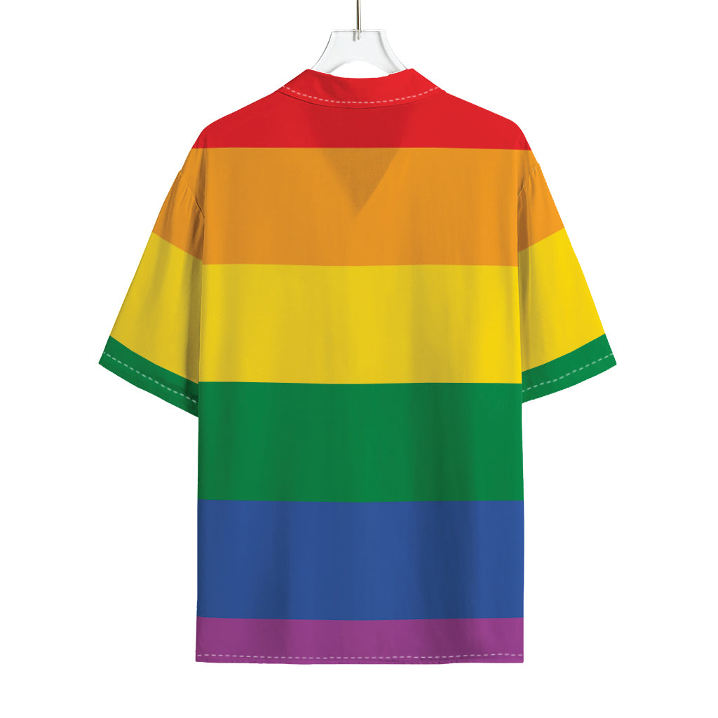 LGBT Pride Rainbow Flag Print Rayon Hawaiian Shirt