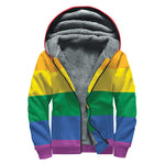 LGBT Pride Rainbow Flag Print Sherpa Lined Zip Up Hoodie