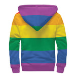 LGBT Pride Rainbow Flag Print Sherpa Lined Zip Up Hoodie