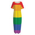 LGBT Pride Rainbow Flag Print Short Sleeve Long Nightdress