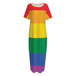 LGBT Pride Rainbow Flag Print Short Sleeve Long Nightdress