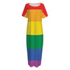 LGBT Pride Rainbow Flag Print Short Sleeve Long Nightdress