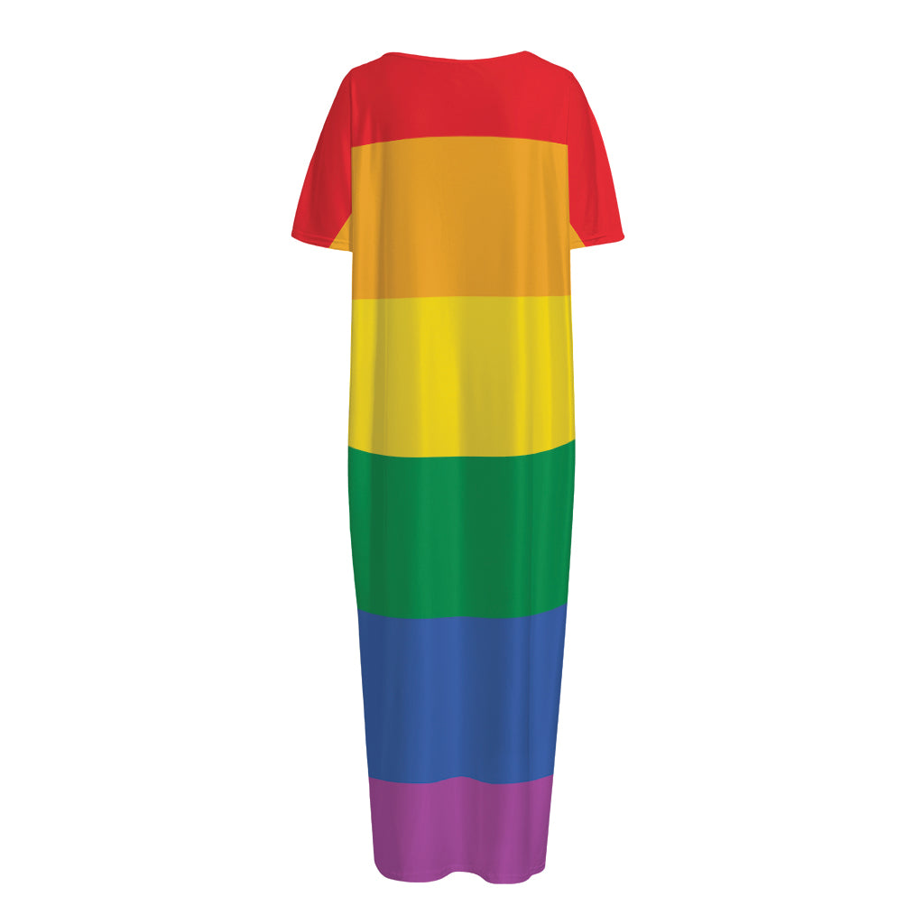 LGBT Pride Rainbow Flag Print Short Sleeve Long Nightdress