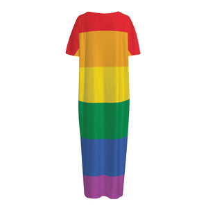 LGBT Pride Rainbow Flag Print Short Sleeve Long Nightdress