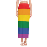 LGBT Pride Rainbow Flag Print Side Slit Maxi Skirt