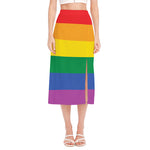 LGBT Pride Rainbow Flag Print Side Slit Midi Skirt
