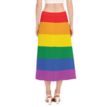LGBT Pride Rainbow Flag Print Side Slit Midi Skirt