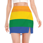 LGBT Pride Rainbow Flag Print Side Slit Mini Skirt