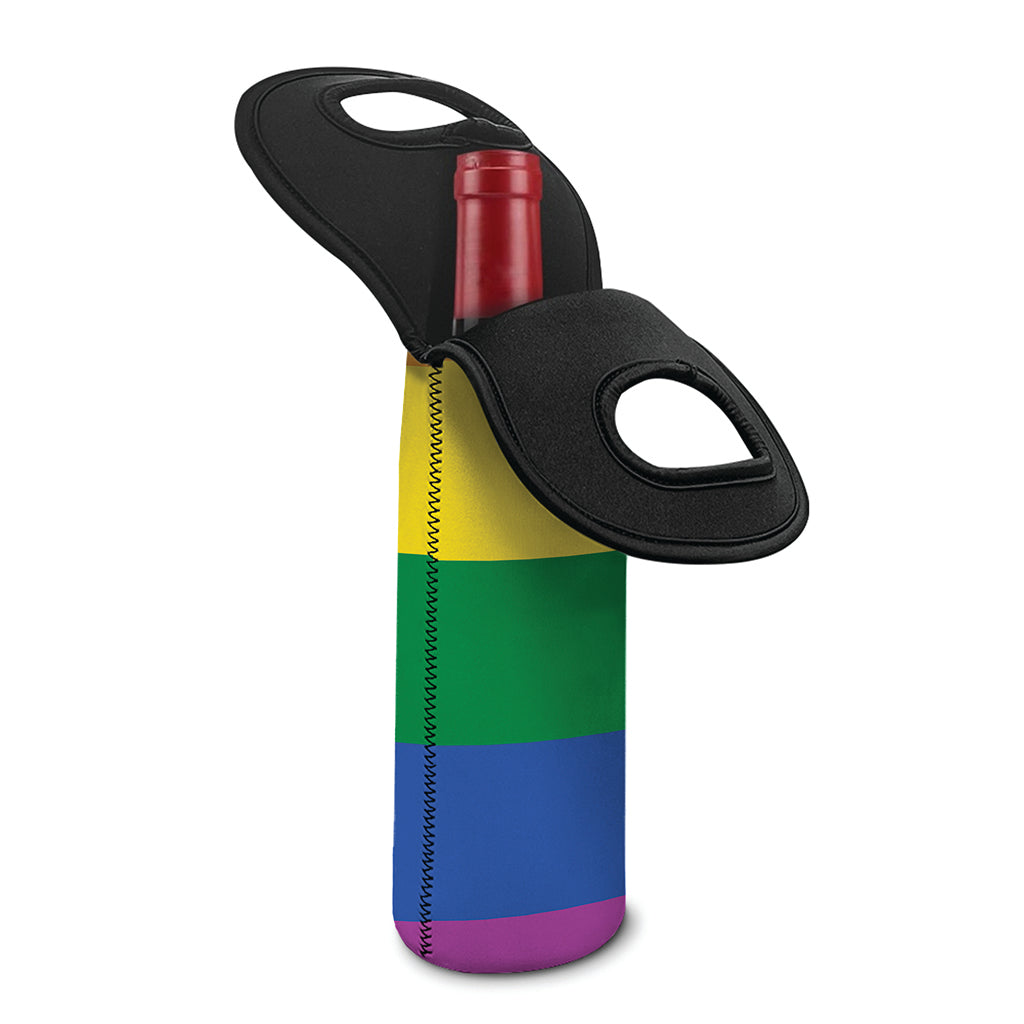 LGBT Pride Rainbow Flag Print Single Neoprene Wine Tote