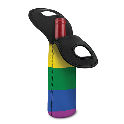 LGBT Pride Rainbow Flag Print Single Neoprene Wine Tote
