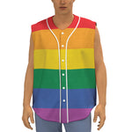 LGBT Pride Rainbow Flag Print Sleeveless Baseball Jersey