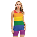 LGBT Pride Rainbow Flag Print Sleeveless One Piece Swimsuit