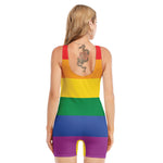 LGBT Pride Rainbow Flag Print Sleeveless One Piece Swimsuit