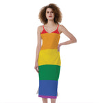 LGBT Pride Rainbow Flag Print Slim Fit Midi Cami Dress