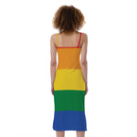LGBT Pride Rainbow Flag Print Slim Fit Midi Cami Dress
