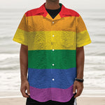 LGBT Pride Rainbow Flag Print Textured Short Sleeve Shirt