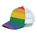 LGBT Pride Rainbow Flag Print White Mesh Trucker Cap