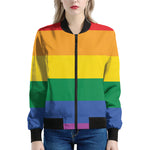 LGBT Pride Rainbow Flag Print Women's Bomber Jacket