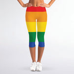 LGBT Pride Rainbow Flag Print Women's Capri Leggings