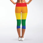 LGBT Pride Rainbow Flag Print Women's Capri Leggings