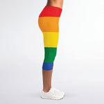 LGBT Pride Rainbow Flag Print Women's Capri Leggings