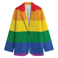 LGBT Pride Rainbow Flag Print Women's Cotton Blazer
