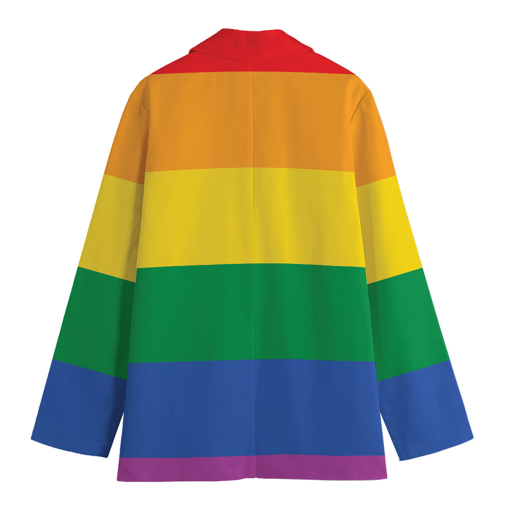 LGBT Pride Rainbow Flag Print Women's Cotton Blazer