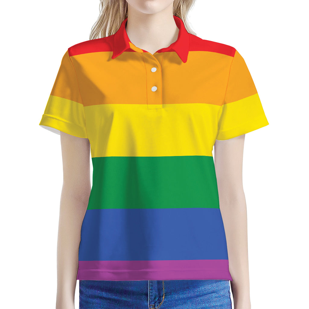 LGBT Pride Rainbow Flag Print Women's Polo Shirt