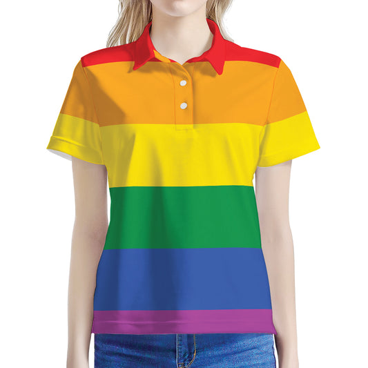 LGBT Pride Rainbow Flag Print Women's Polo Shirt