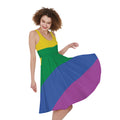 LGBT Pride Rainbow Flag Print Sleeveless Knee Length Dress