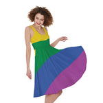 LGBT Pride Rainbow Flag Print Women's Sleeveless Dress