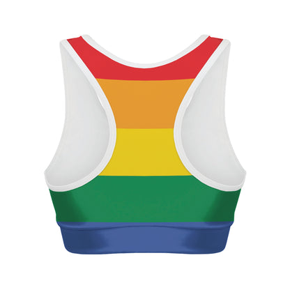 LGBT Pride Rainbow Flag Print Women's Sports Bra