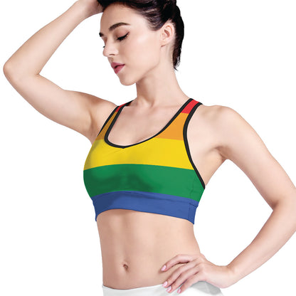 LGBT Pride Rainbow Flag Print Women's Sports Bra