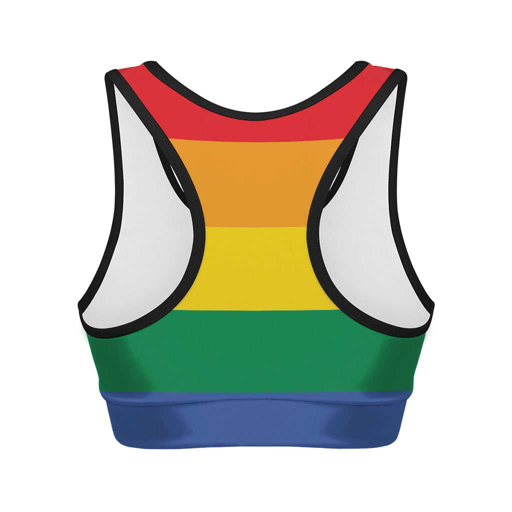 LGBT Pride Rainbow Flag Print Women's Sports Bra