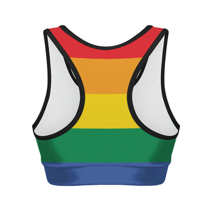 LGBT Pride Rainbow Flag Print Women's Sports Bra