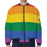 LGBT Pride Rainbow Flag Print Zip Sleeve Bomber Jacket