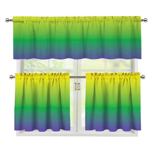 LGBT Pride Rainbow Gradient Print 3 Piece Kitchen Curtains
