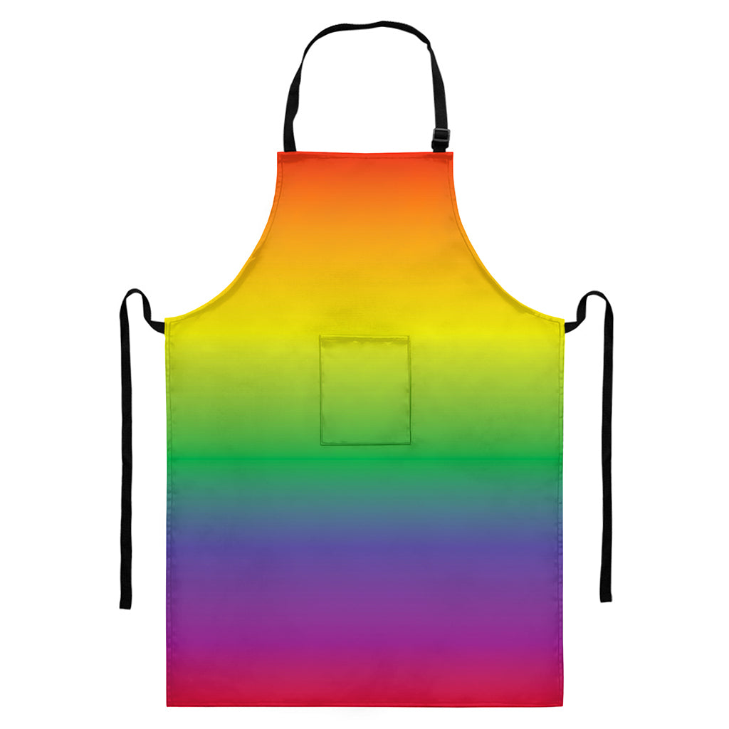 LGBT Pride Rainbow Gradient Print Bib Apron With Pocket