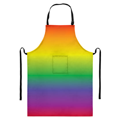 LGBT Pride Rainbow Gradient Print Bib Apron With Pocket