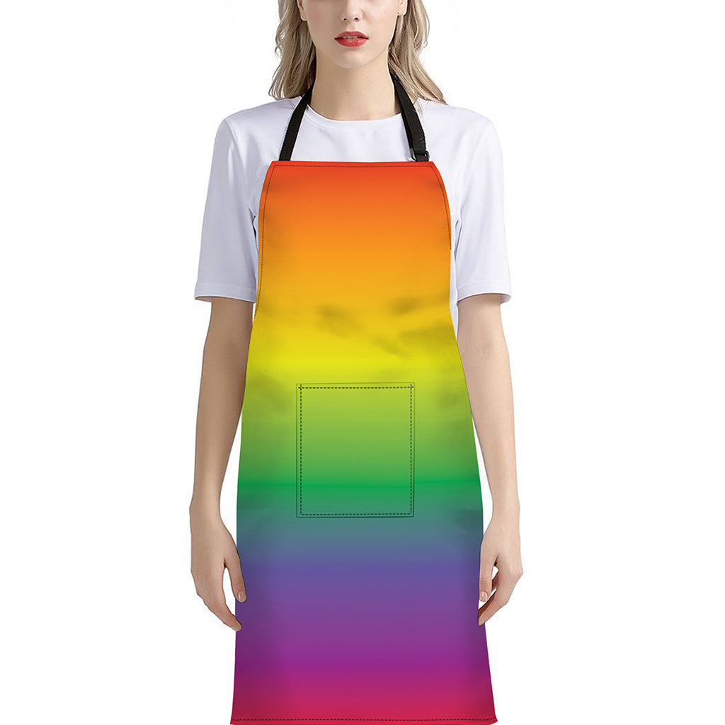 LGBT Pride Rainbow Gradient Print Bib Apron With Pocket