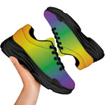 LGBT Pride Rainbow Gradient Print Black Chunky Shoes