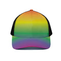 LGBT Pride Rainbow Gradient Print Black Mesh Trucker Hat