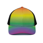 LGBT Pride Rainbow Gradient Print Black Mesh Trucker Cap
